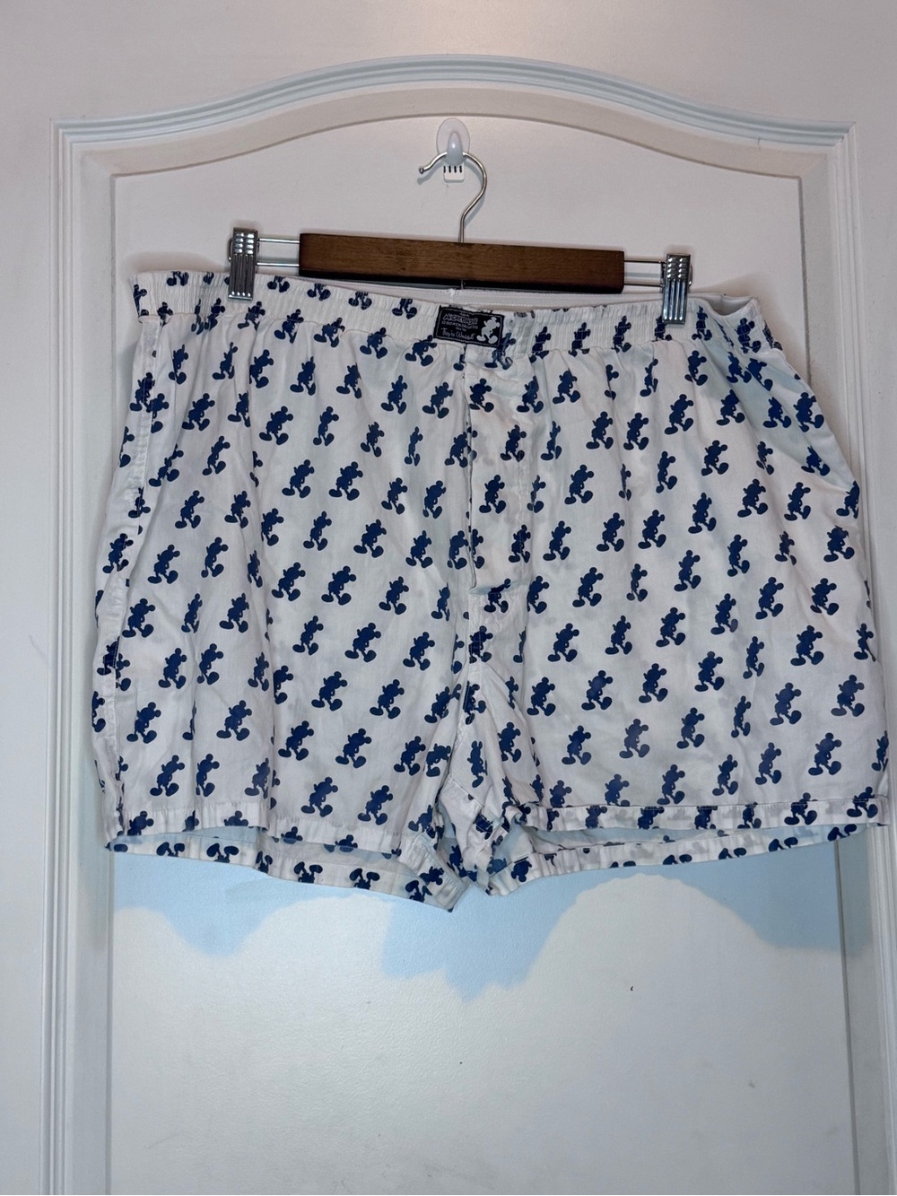 Disney White Boxers with Navy Blue Mickey Print